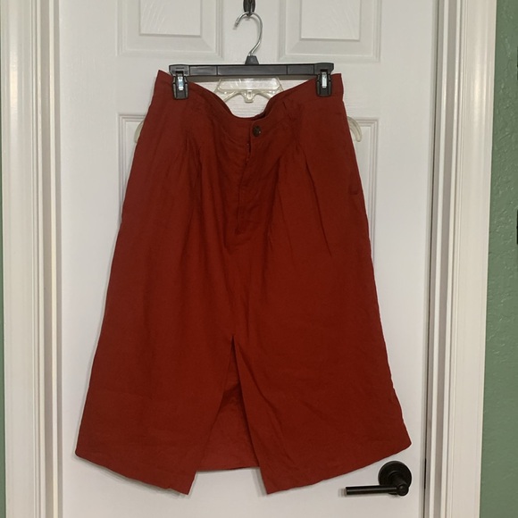 Burnt Orange Linen Pencil Skirt - Picture 3 of 4